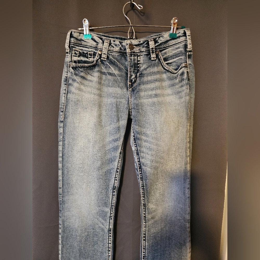 Silver Jeans, Women's size 30W x33L Silver Suki Baby Boot Denim Blue Jeans - Picture 2 of 5